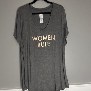 Lane Bryant Gray 'Women Rule' V-Neck Tee